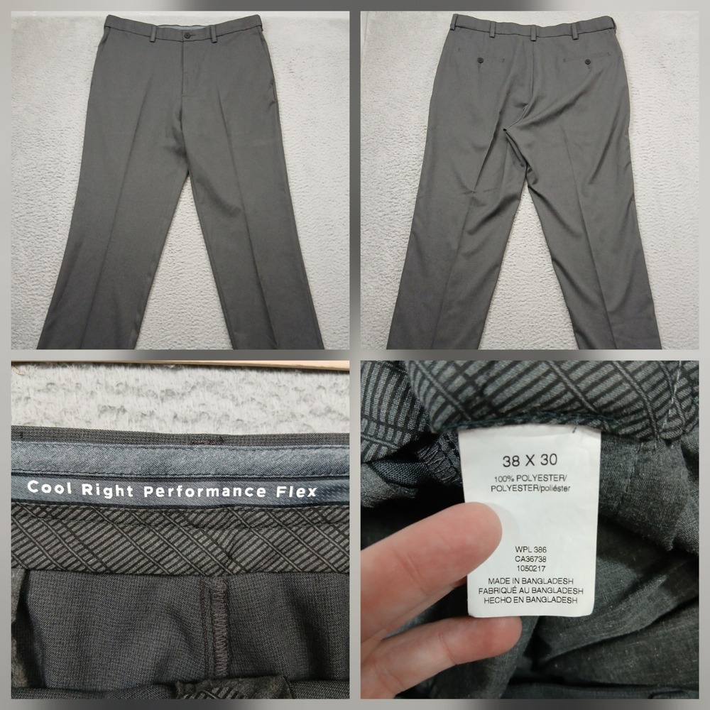 Haggar Cool Right Performance Flex Dress Pants Men 38x30 Gray‎